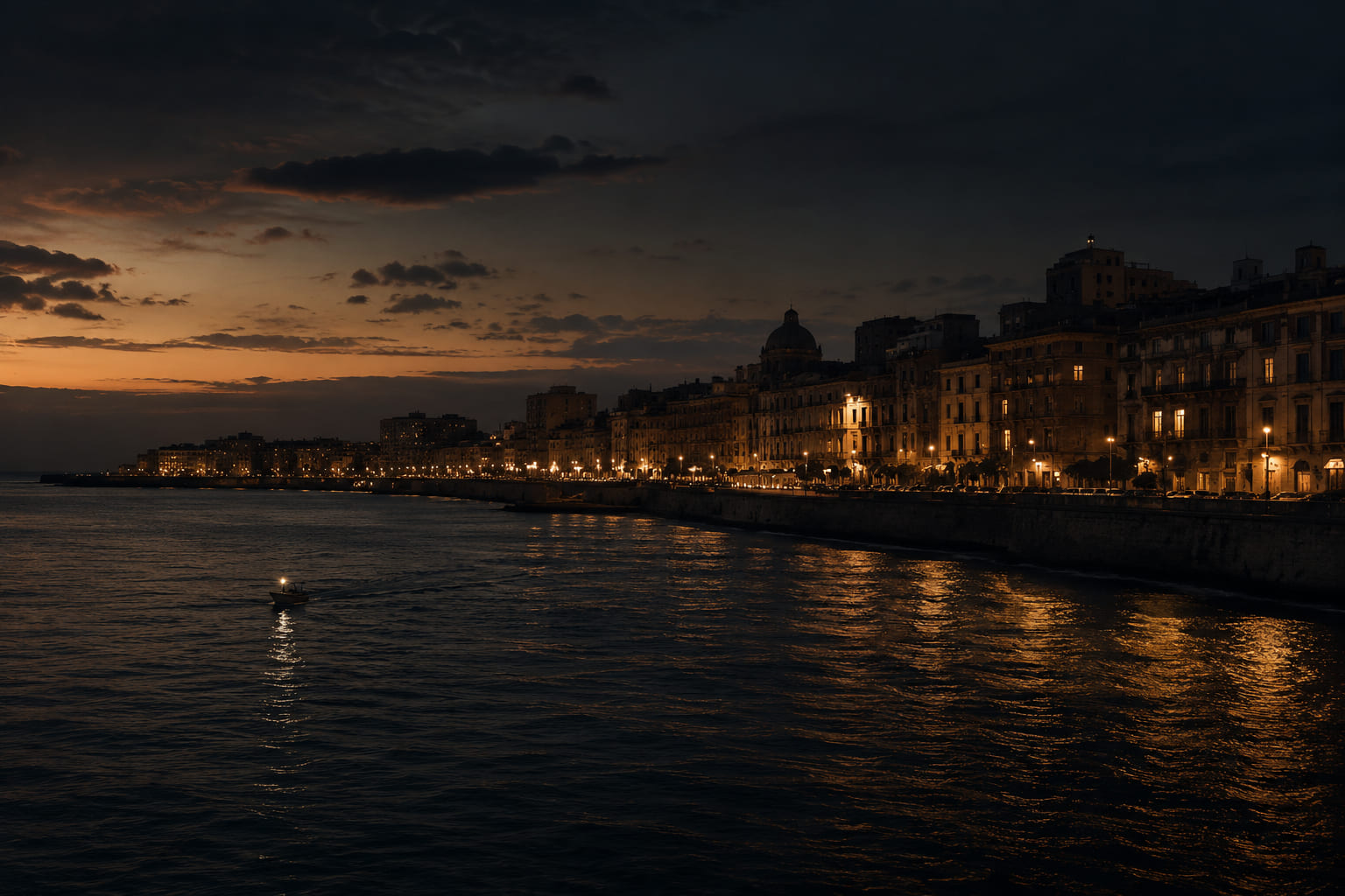 Alexandria waterfront at dusk